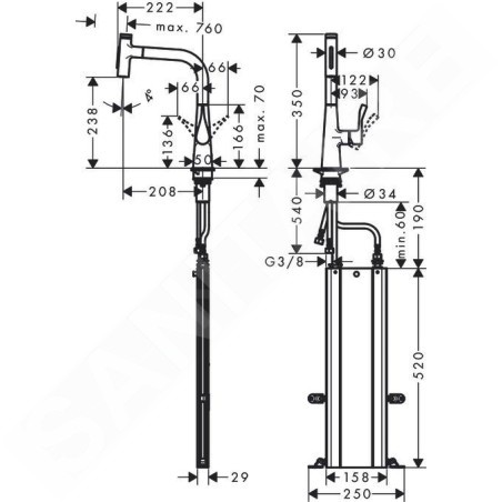 Hansgrohe M71 - Mitigeur d'évier M7117-H240 avec douchette extractible, sBox, chrome 73817000