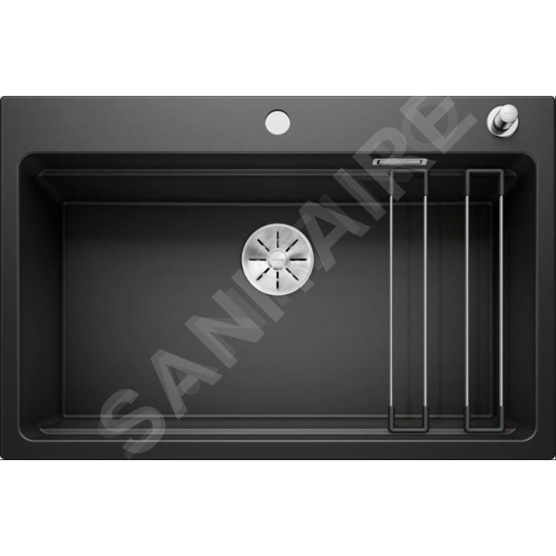 Blanco Etagon 8 - Évier en silgranit, 780x510 mm, avec commande de vidage et avec rails, noir 525892