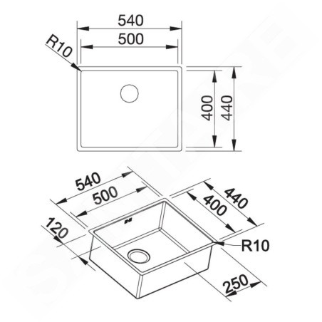 Blanco Claron 500 - Évier, 500x400 mm, inox 521577