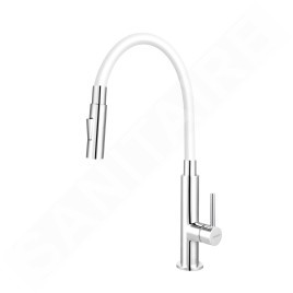 Novaservis Ferro - Mitigeur d'évier avec bras flexible, 2 jets blanc / chrome 70730,0B
