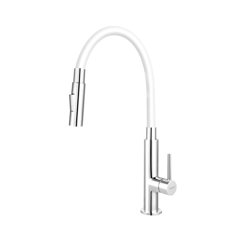 Novaservis Ferro - Mitigeur d'évier avec bras flexible, 2 jets blanc / chrome 70730,0B