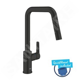 Grohe QuickFix Start - Mitigeur d’évier avec douchette extractible, noir mat 306312430
