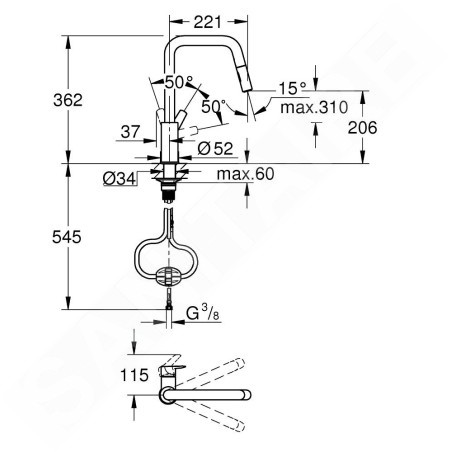 Grohe QuickFix Start - Mitigeur d’évier avec douchette extractible, noir mat 306312430