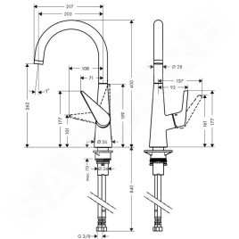 Hansgrohe Talis M51 - Mitigeur d’évier 260 avec bec rotatif, chrome 72810000
