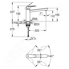 Grohe BauCurve - Mitigeur d'évier, chrome 31715000