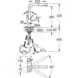 Grohe Minta - Mitigeur d'évier avec douchette extractible, chrome 31558000