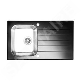 Alveus Glassix - Évier 860x500 mm, avec commande de vidage, verre noir / inox 1099450