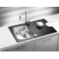 Alveus Glassix - Évier 860x500 mm, avec commande de vidage, verre noir / inox 1099450