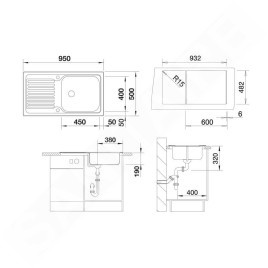 Blanco Tipo XL 6 - Évier, 950x500 mm, avec commande du vidage, inox 514243