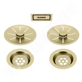 Blanco Accessoires - Garniture de vidage C-overflow, pour évier double, doré 203477