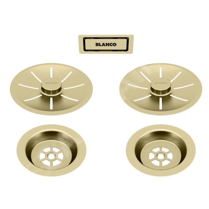 Blanco Accessoires - Garniture de vidage C-overflow, pour évier double, doré 203477