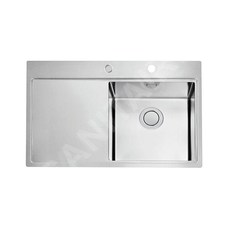 Alveus Pure Up - Évier 790x525 mm, avec commande du vidage, bac à droite, inox 1123790