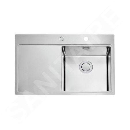 Alveus Pure Up - Évier 790x525 mm, avec commande du vidage, bac à droite, inox 1123790