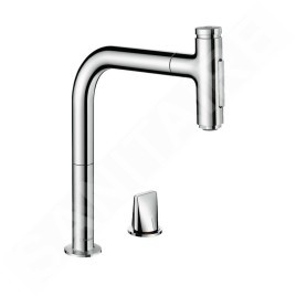Hansgrohe M71 - Mitigeur d'évier Metris Select avec douchette extractible, installation 2 trous, chrome 73819000
