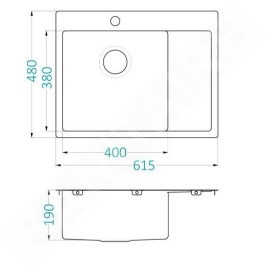 Alveus Quarto - Évier 615x480 mm, gauche, inox 1124383