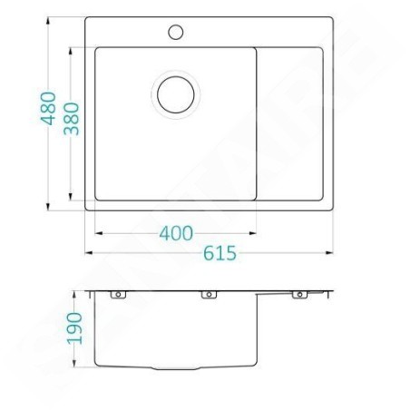 Alveus Quarto - Évier 615x480 mm, gauche, inox 1124383