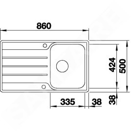 Blanco Lemis 45 - Évier, 860x500 mm, avec commande du vidage, inox brossé 523031