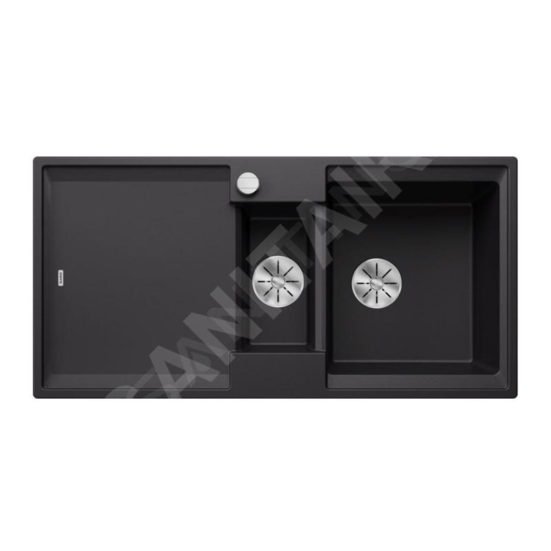 Blanco Adira - Évier en silgranit, 100x50 mm, avec commande excentrique et accessoires, InFino, noir 527601