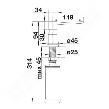 Blanco Accessoires - Distributeur de détergent Lato, 300 ml, platine 527721