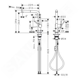 Hansgrohe M54 - Mitigeur d’évier Talis avec douchette extractible, chrome noir brossé 72808340