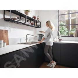 Hansgrohe M54 - Mitigeur d’évier Talis avec douchette extractible, chrome noir brossé 72808340