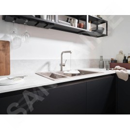 Hansgrohe M54 - Mitigeur d’évier Talis avec douchette extractible, chrome noir brossé 72808340