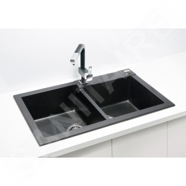 Alveus Rock - Évier en granit 780x480 mm, avec commande de vidage, carbone 1090965