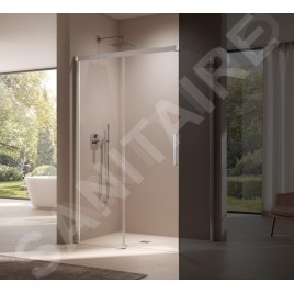 Kermi NICA - Porte de douche D2L 123x200 cm, gauche, argent brillant/verre transparent NID2L12320VPK