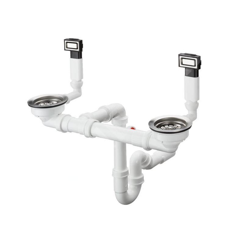 Hansgrohe Garnitures de vidage - Garniture de vidage et de trop-plein pour évier double, inox 43922800