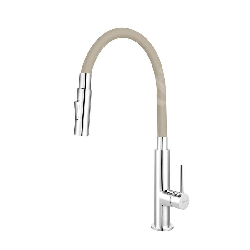 Novaservis Ferro - Mitigeur d'évier avec bras flexible, 2 jets, beige / chrome 70730,0BE