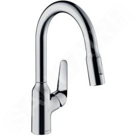 Hansgrohe Focus M42 - Mitigeur d'évier M4216-H180 avec douchette extractible, sBox, chrome 71821000