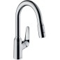 Hansgrohe Focus M42 - Mitigeur d'évier M4216-H180 avec douchette extractible, sBox, chrome 71821000