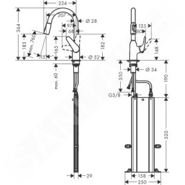 Hansgrohe Focus M42 - Mitigeur d'évier M4216-H180 avec douchette extractible, sBox, chrome 71821000