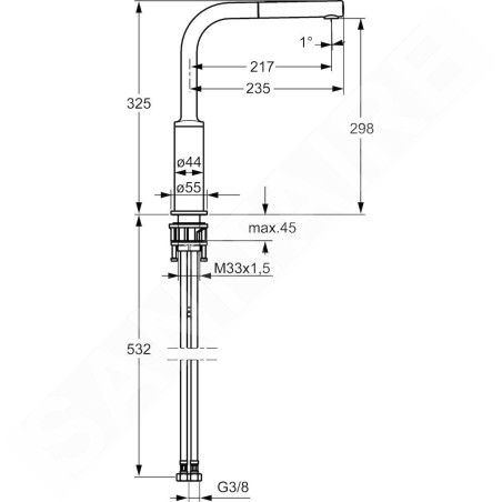 Hansa Ronda - Mitigeur d’évier avec douchette extractible, chrome 54912273