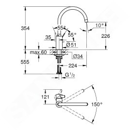 Grohe Eurosmart Cosmopolitan - Mitigeur d’évier, chrome 31188002