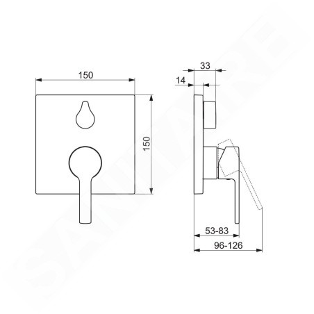 Hansa Ronda - Mitigeur de baignoire encastré, avec inverseur pour 2 sorties, chrome 83843583
