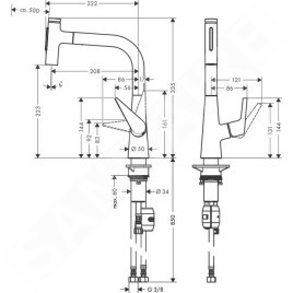 Hansgrohe Talis Select M51 - Mitigeur d'évier Talis Select avec douchette extractible, simili inox 72824800