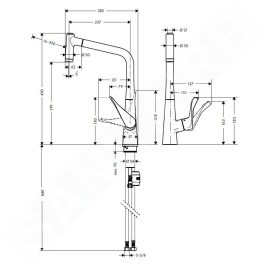 Hansgrohe Metris New - Mitigeur de cuisine 320 avec douchette extractible, aspect inox 14820800