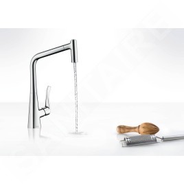 Hansgrohe Metris New - Mitigeur de cuisine 320 avec douchette extractible, aspect inox 14820800
