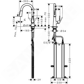 Hansgrohe Talis M51 - Mitigeur d'évier M5116-H160 avec douchette extractible, sBox, chrome 73850000
