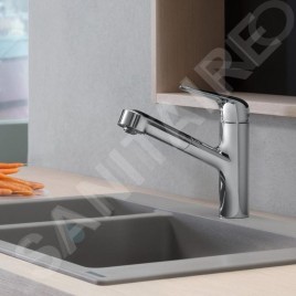 Hansgrohe Focus M42 - Mitigeur d'évier M427-H150 ECO, avec bec extractible, EcoSmart, chrome 71865000