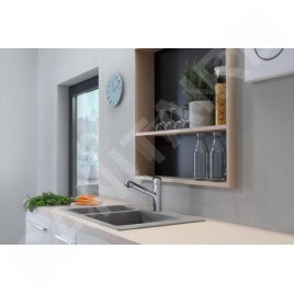 Hansgrohe Focus M42 - Mitigeur d'évier M427-H150 ECO, avec bec extractible, EcoSmart, chrome 71865000