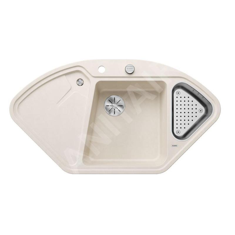 Blanco Delta II - Évier en silgranit 1057x575 mm, avec commande de vidage et accessoires, InFino, blanc doux 527055