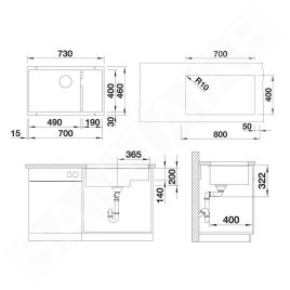 Blanco Subline 700 - Évier en Silgranit, 730x460 mm, InFino, blanc doux 527172