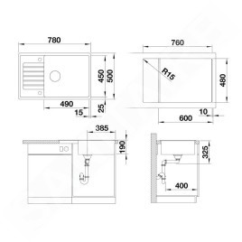 Blanco Zia XL 6 - Évier en silgranit, 780x500 mm, blanc doux 527214