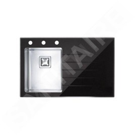 Alveus Crystalix - Évier 860x540 mm, avec commande du vidage, bac à gauche, verre noir / inox 1099633