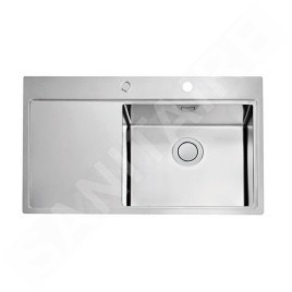 Alveus Pure Up - Évier 860x525 mm, avec commande du vidage, bac à droite, inox 1123792