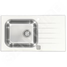 Alveus Altone - Évier 780x435 mm, avec commande de vidage, verre blanc / inox 1130527
