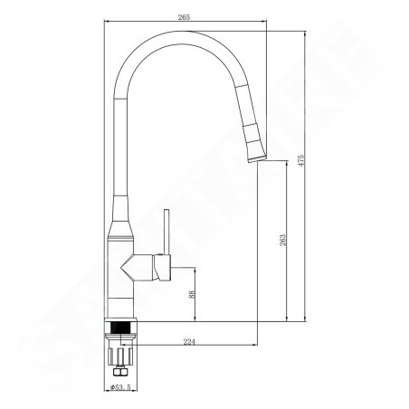 Sapho Robinetterie - Mitigeur d'évier Sili avec bras flexible, noir/chrome SR426