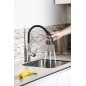 Sapho Robinetterie - Mitigeur d'évier Sili avec bras flexible, noir/chrome SR426